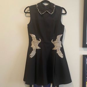 Black and gold mini dress